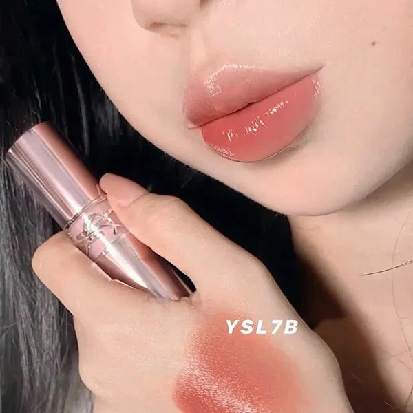 Set Son Dưỡng Yves Saint Laurent YSL Loveshine Candy Glow Balm 7B Nude Pleasure Màu Cam Đất Nude + Hộp Quà Limited