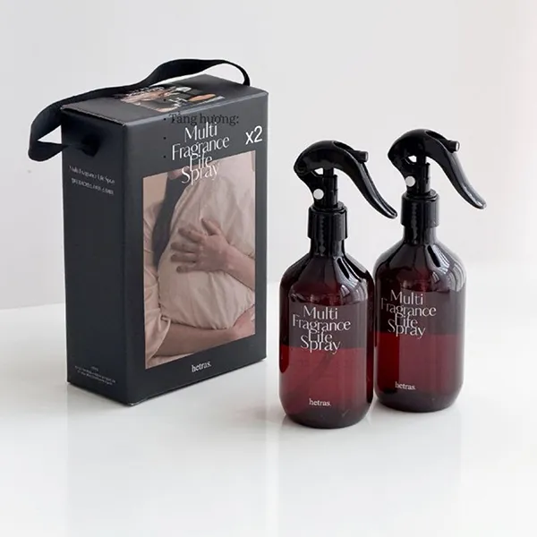 Set Xịt Thơm Đa Năng Hetras Multi Fragrance Life Spray Hotel Wood (300ml x 2)