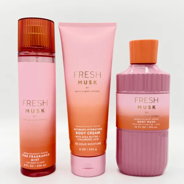 Set Xịt Thơm, Kem Dưỡng Thể Và Sữa Tắm Bath & Body Works Fresh Musk 3 Món