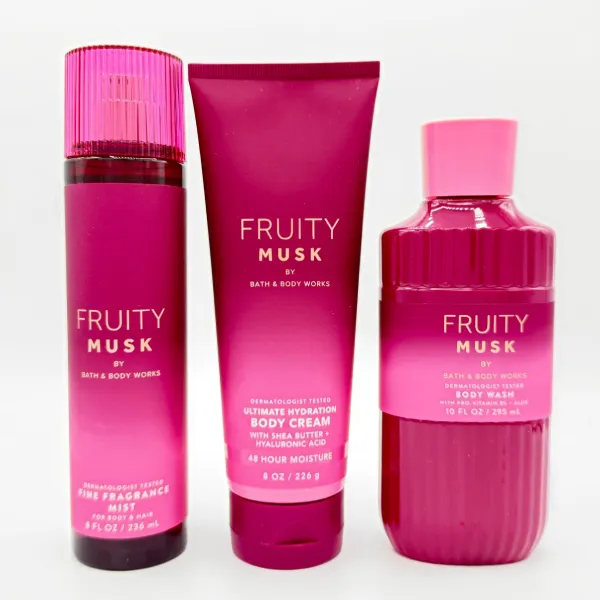Set Xịt Thơm, Kem Dưỡng Thể Và Sữa Tắm Bath & Body Works Fruity Musk 3 Món