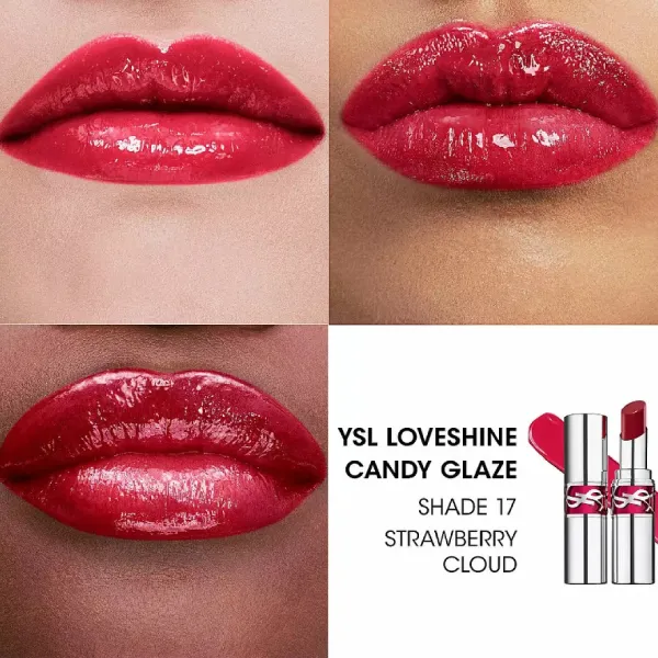 Son Dưỡng YSL Loveshine Candy Glaze 17 Strawberry Cloud Màu Đỏ Hồng