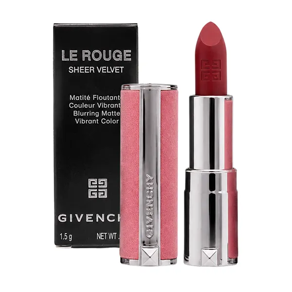 Son Givenchy Le Rouge Sheer Velvet Matte Lipstick N37 Rouge Grainé Màu Đỏ Thuần Mini 1.5g