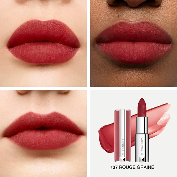 Son Givenchy Le Rouge Sheer Velvet Matte Lipstick N37 Rouge Grainé Màu Đỏ Thuần Mini 1.5g
