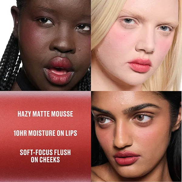 Son Kem Đa Năng MAC Powder Kiss Lip & Cheek Mousse 975 Ruby Boo Màu Đỏ Thuần 5ml