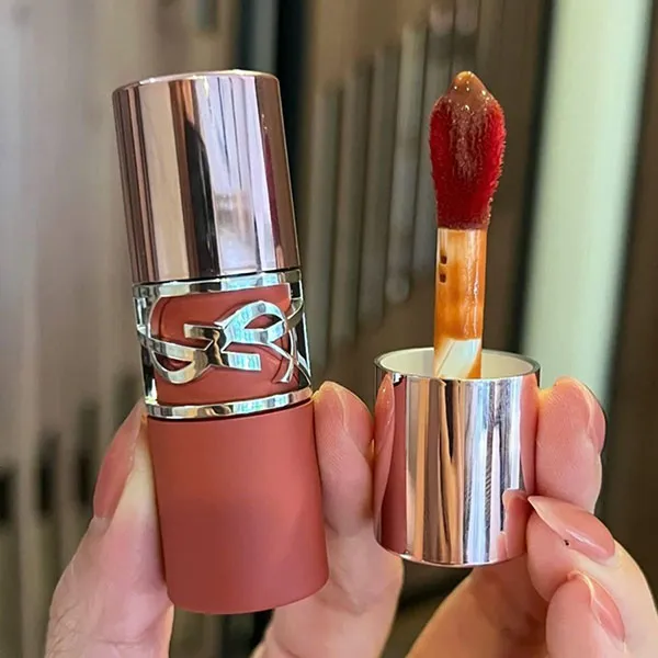 Son Kem Yves Saint Laurent YSL Lovenude Lip Stain 520 Cinnamon Kiss Màu Đỏ Cam