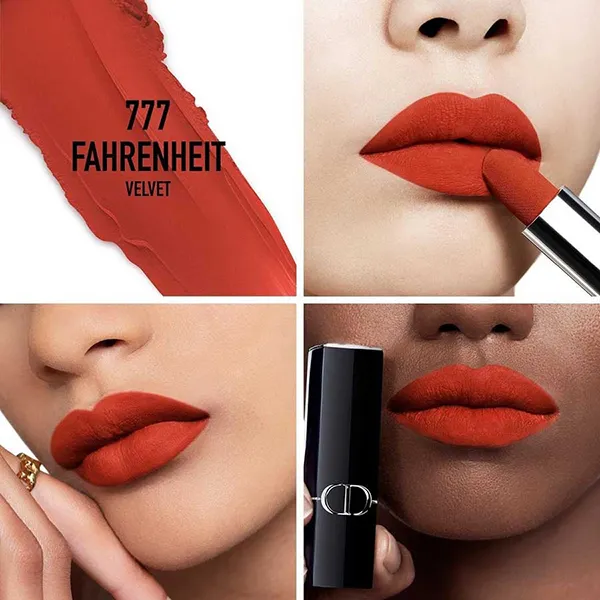 Son Lì Dior Rouge Couture Colour Velvet Finish 777 Fahrenheit Màu Đỏ Cam