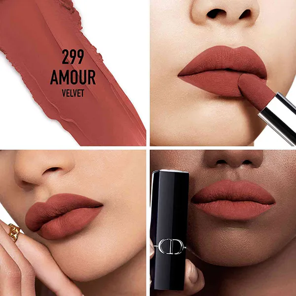 Son Lì Dior Rouge Dior Couture Velvet Finish 299 Amou Màu Hồng Nâu Đất 3.5g