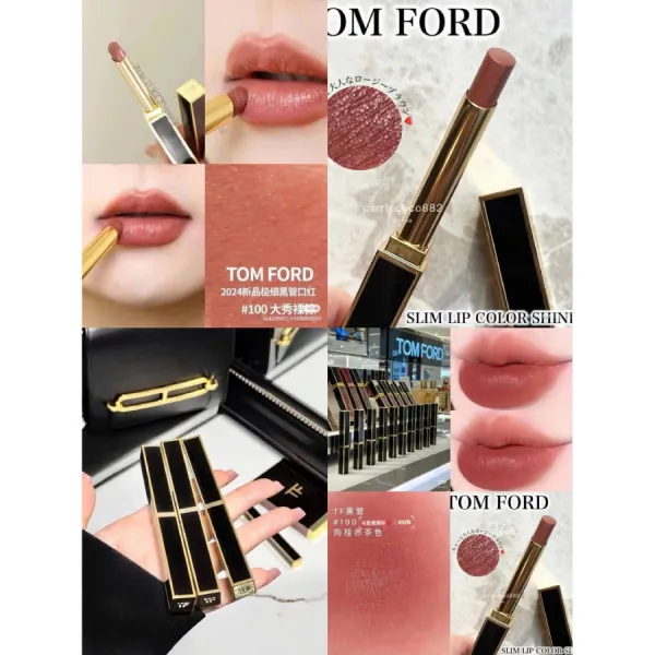 Son Tom Ford Slim Lip Color Shine 100 Rosy Brown Màu Hồng Đất