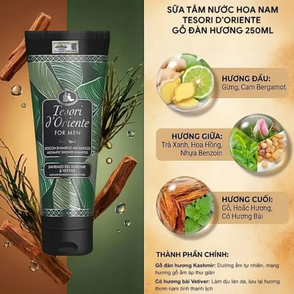 Sữa Tắm Hương Nước Hoa Nam Tesori d'Oriente For Men 250ml