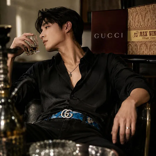 Thắt Lưng Nam Gucci GG Marmont Belt 855117 FAFHN Màu Xanh Họa Tiết Size 95