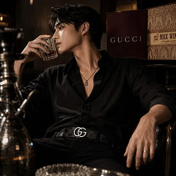 Thắt Lưng Nam Gucci GG Marmont Belt 858004 AAFWK Màu Xám Đen Size 85