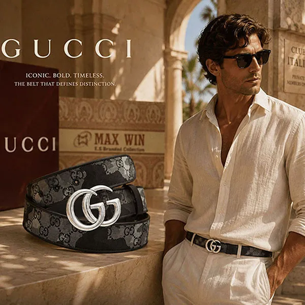 Thắt Lưng Nam Gucci GG Marmont Belt 858004 AAFWK Màu Xám Đen Size 85