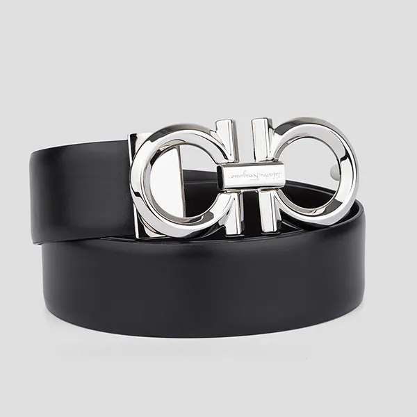 Thắt Lưng Nam Salvatore Ferragamo Silver Logo In Black Leather 67 99939 Màu Đen Size 85