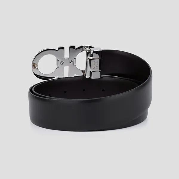 Thắt Lưng Nam Salvatore Ferragamo Silver Logo In Black Leather 67 99939 Màu Đen Size 85