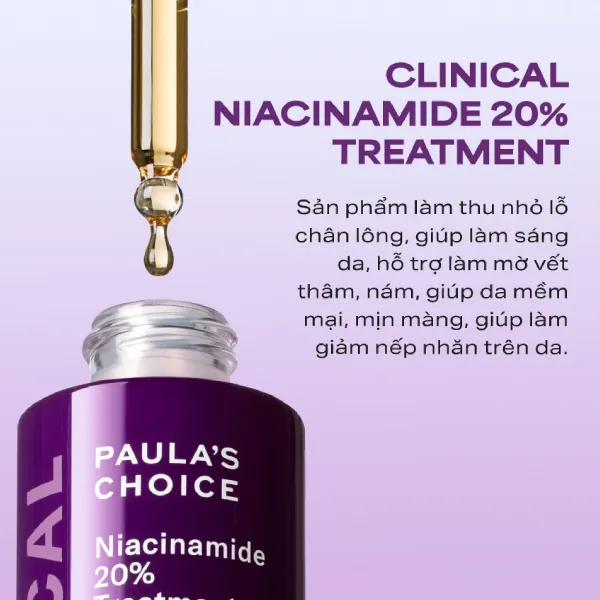 Tinh Chất Hỗ Trợ Thu Nhỏ Lỗ Chân Lông To Và Làm Sáng Mịn Da Paula's Choice Clinical Niacinamide 20% Treatment 20ml