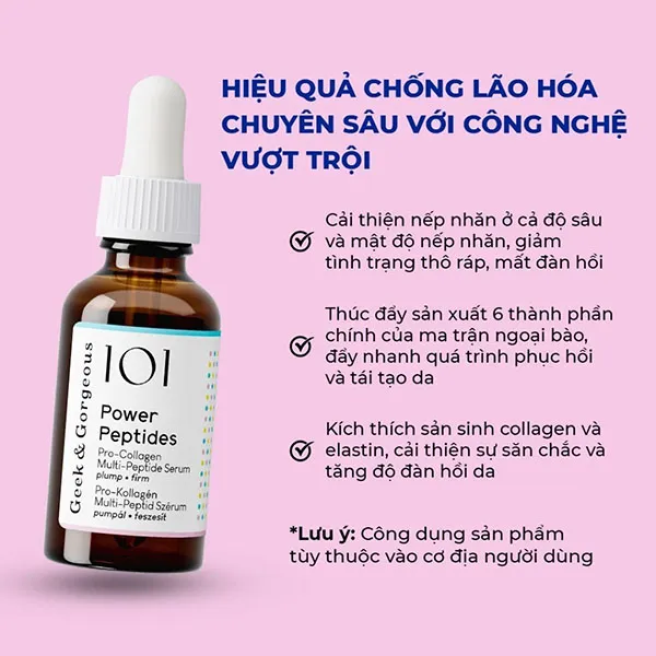Tinh Chất Phục Hồi Da, Giảm Nếp Nhăn Geek & Gorgeous Power Peptides, 30ml