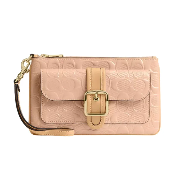 Túi Cầm Tay Nữ Coach Ashton Wristlet In Signature Leather CEN12 Màu Hồng Nhạt