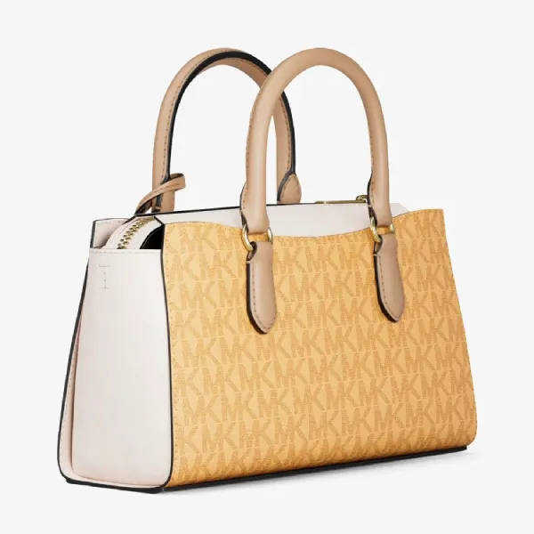Túi Đeo Chéo Nữ Michael Kors MK Arden Small Color-Block Signature Logo Messenger Bag 35S6G4XM5B Màu Vàng