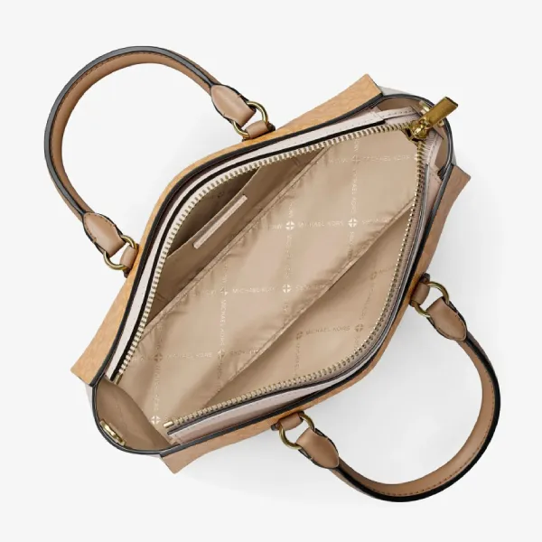 Túi Đeo Chéo Nữ Michael Kors MK Arden Small Color-Block Signature Logo Messenger Bag 35S6G4XM5B Màu Vàng