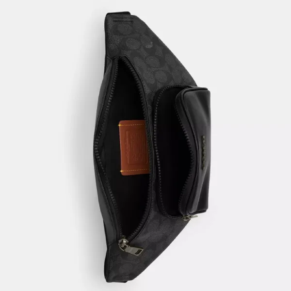 Túi Đeo Chéo Nam Coach Racer Small Belt Bag In Signature Canvas CBF77 Màu Đen