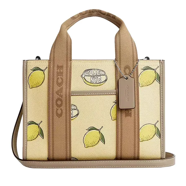 Túi Đeo Chéo Nữ Coach Smith Tote Bag 24 With Lemon Print Garden Glade Multi Màu Nâu - Vàng