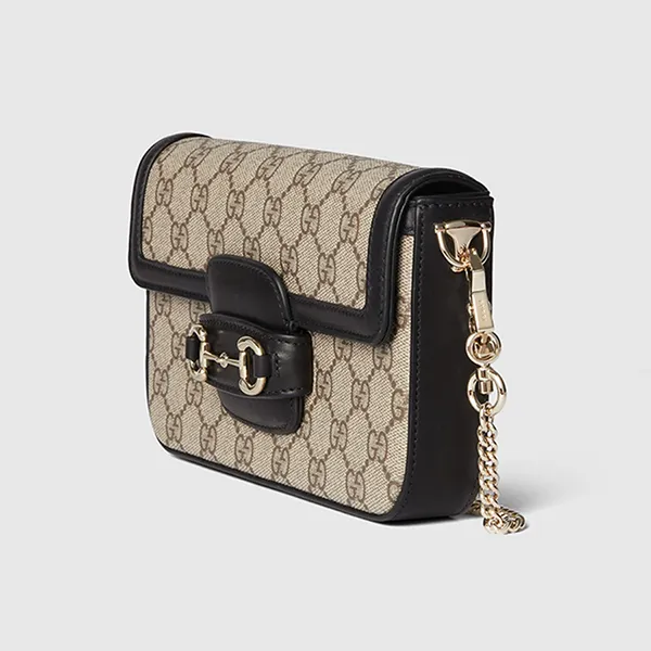 Túi Đeo Chéo Nữ Gucci Horsebit 1955 Soft Small Shoulder Bag 752002 FAD6L 9741 Màu Be/Đen