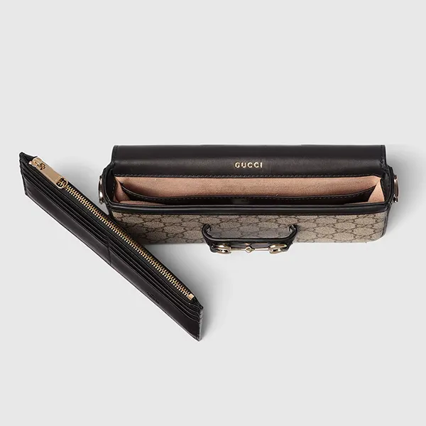 Túi Đeo Chéo Nữ Gucci Horsebit 1955 Soft Small Shoulder Bag 752002 FAD6L 9741 Màu Be/Đen