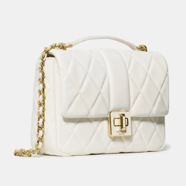 Túi Đeo Chéo Nữ Kate Spade Carey Quilted Small Flap Crossbody KM708 Màu Trắng