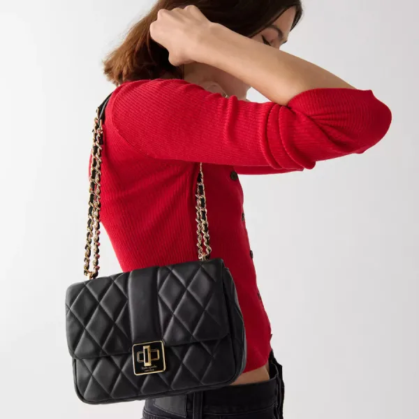 Túi Đeo Chéo Nữ Kate Spade Carey Quilted Small Flap Crossbody KM708 Màu Đen