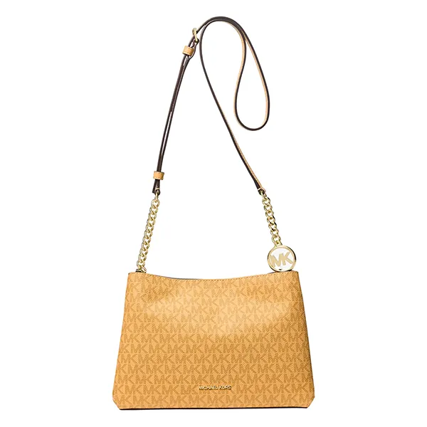 Túi Đeo Chéo Nữ Michael Kors MK Christina Small Signature Logo Crossbody Bag 35T6G8WC0V Màu Vàng