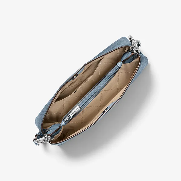 Túi Đeo Chéo Nữ Michael Kors MK Christina Small Signature Logo Crossbody Bag 35T6S8WC0V Màu Xanh Blue