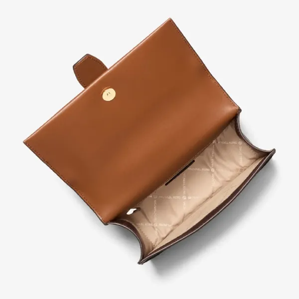 Túi Đeo Chéo Nữ Michael Kors MK Greenwich Small Color-Block Signature Logo Crossbody Bag 35S5GGRC1B Màu Nâu