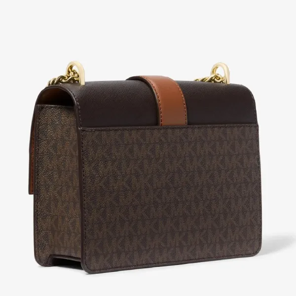 Túi Đeo Chéo Nữ Michael Kors MK Greenwich Small Color-Block Signature Logo Crossbody Bag 35S5GGRC1B Màu Nâu