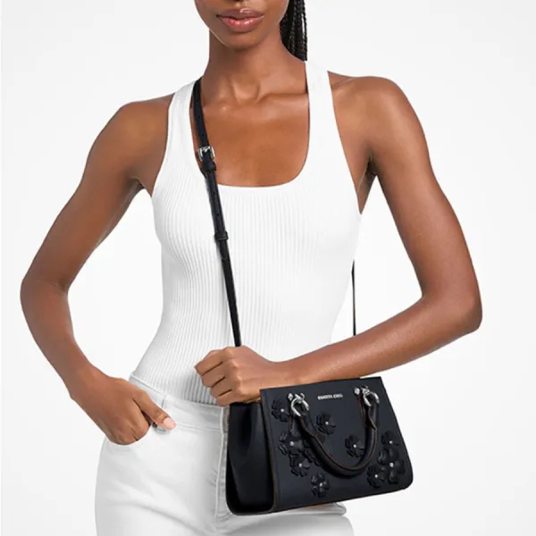 Túi Đeo Chéo Nữ Michael Kors MK Marilyn Small Floral Embellished Satchel 35S6S6AM5L Màu Xanh Navy