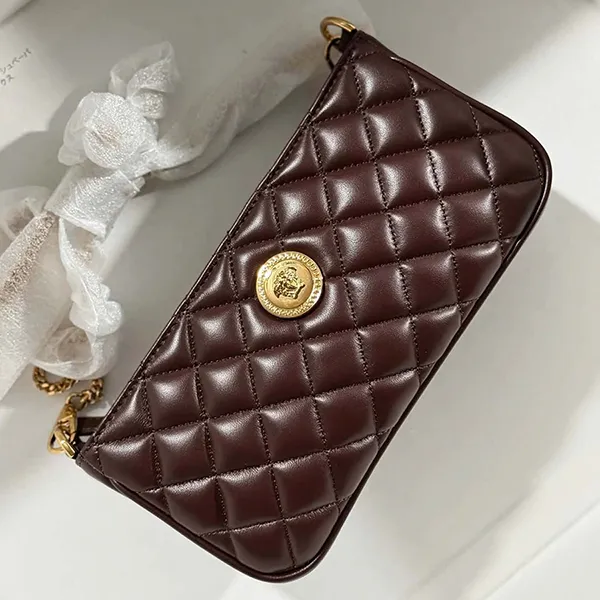 Túi Đeo Chéo Nữ Versace Medusa Bag Màu Đỏ Tía