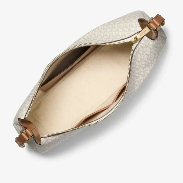 Túi Đeo Vai Nữ Michael Kors MK Nolita Medium Signature Logo Shoulder Bag 30F5GY5M2B Màu Trắng