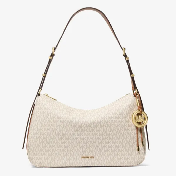 Túi Đeo Vai Nữ Michael Kors MK Nolita Medium Signature Logo Shoulder Bag 30F5GY5M2B Màu Trắng