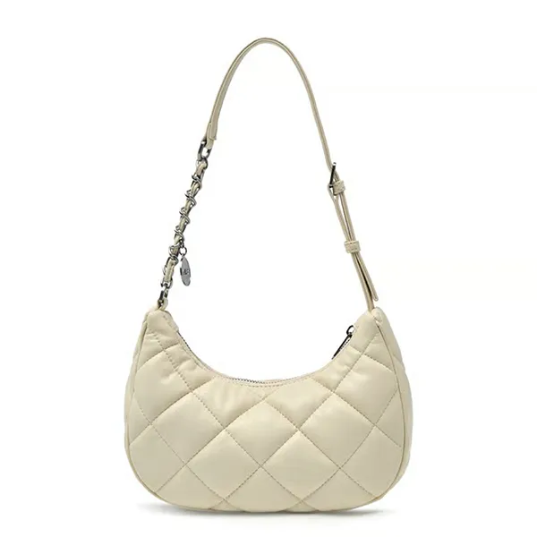 Túi Đeo Vai Nữ MLB Basic Quilted PU Hobo Bag Boston Red Sox 3ABQBQ16N-43CRS Màu Trắng