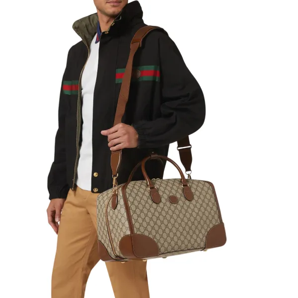 Túi Du Lịch Gucci Interlocking G Duffle Bag In GG Supreme Canvas Màu Nâu Be