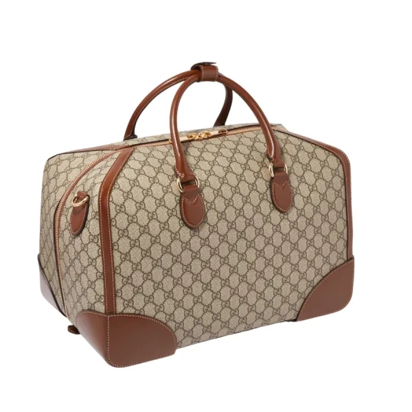 Túi Du Lịch Gucci Interlocking G Duffle Bag In GG Supreme Canvas Màu Nâu Be