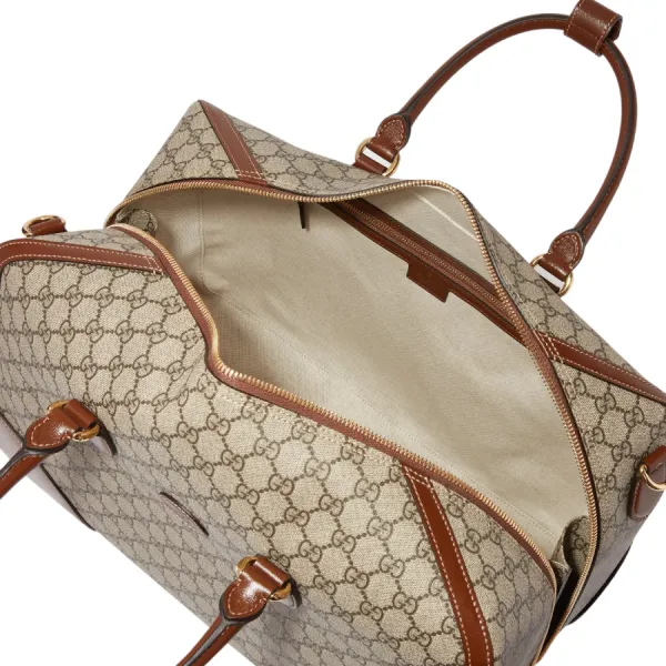 Túi Du Lịch Gucci Interlocking G Duffle Bag In GG Supreme Canvas Màu Nâu Be