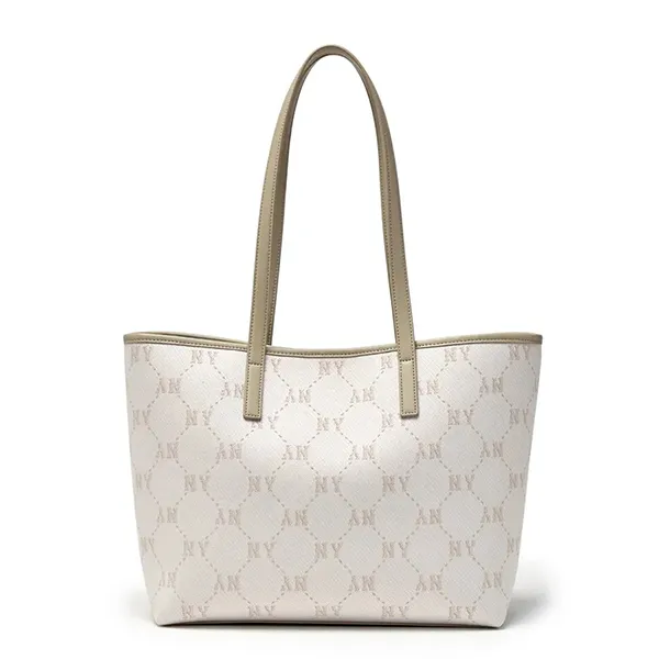 Túi Tote MLB Dia Monogram Jacquard Bag NY Yankees 3AORMJ16N-50CRD Màu Kem