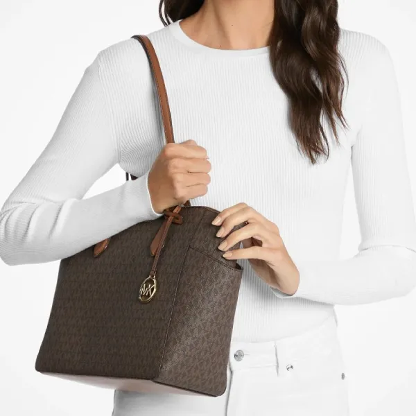 Túi Tote Nữ Michael Kors MK Marilyn Medium Signature Logo Tote Bag 35F5G6AT2B Màu Nâu