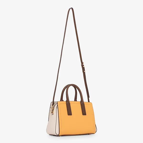 Túi Xách Tay Nữ Michael Kors MK Laila Color Block Pebbled Leather Handbag Màu Vàng
