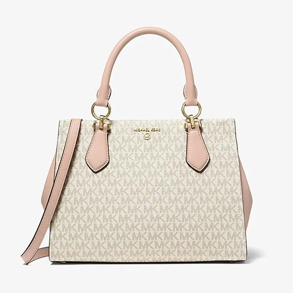 Túi Xách Tay Nữ Michael Kors MK Marilyn Medium Logo Satchel 30S2G6AS2B Màu Trắng Hồng