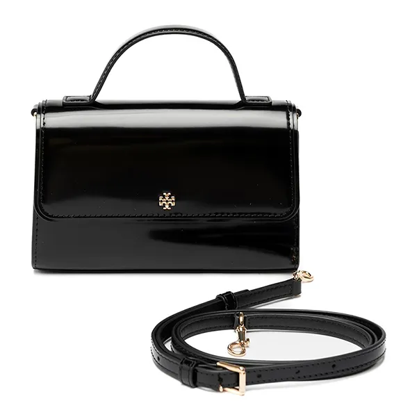 Túi Xách Tay Nữ Tory Burch Emerson Smooth Mini Top Handle Màu Đen