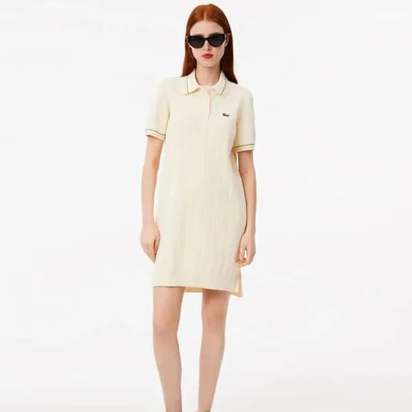 Váy Polo Nữ Lacoste Beige Cotton Polo Dress EF3585-00-I84 Màu Be Size 38
