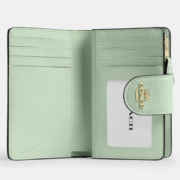 Ví Nữ Coach Medium Corner Zip Wallet With Floral Print Màu CEC30 Xanh Green