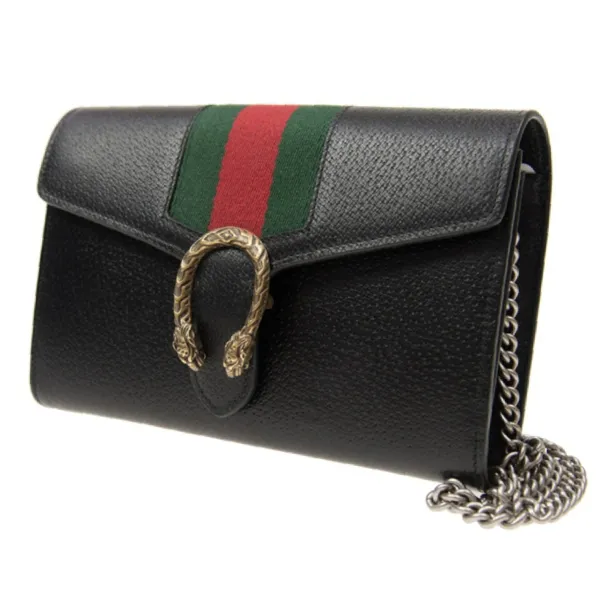 Ví Nữ Gucci Dionysus Web Stripe Chain Wallet 481377 CWI1X 1060 Màu Đen