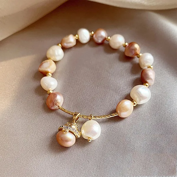 Vòng Đeo Tay Nữ Jessica Pearl Ngọc Trai Lucky Cat JB26 Màu Trắng/Hồng